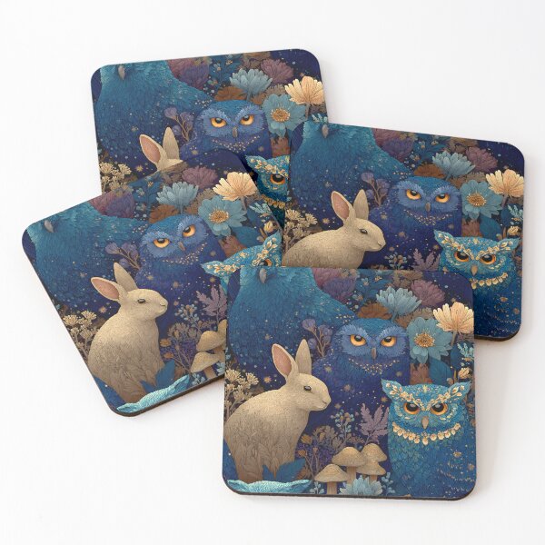 Item preview,  Floral-crowned owls in enchanting forest designed and sold by nunububu@bkk.