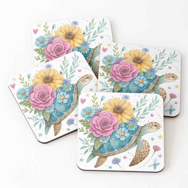 Item preview, sea turtle floral designed and sold by GogoGrove.