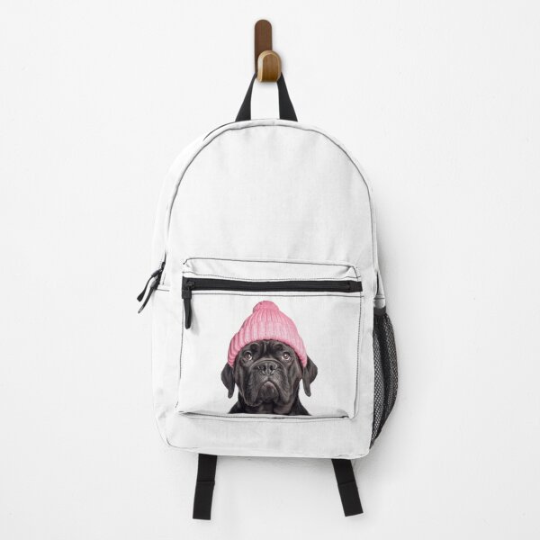 Item preview, Cozy Mastiff dog Wearing Pink Winter Hat Trendy Animal Fashion Artwork designed and sold by LazyOwlStore.