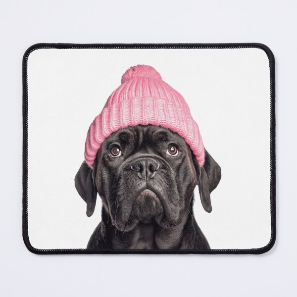 Item preview, Cozy Mastiff dog Wearing Pink Winter Hat Trendy Animal Fashion Artwork designed and sold by LazyOwlStore.