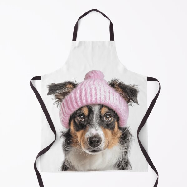 Item preview, Cozy Miniature American Shepherd dog Wearing Pink Winter Hat Trendy Animal Fashion Artwork designed and sold by LazyOwlStore.