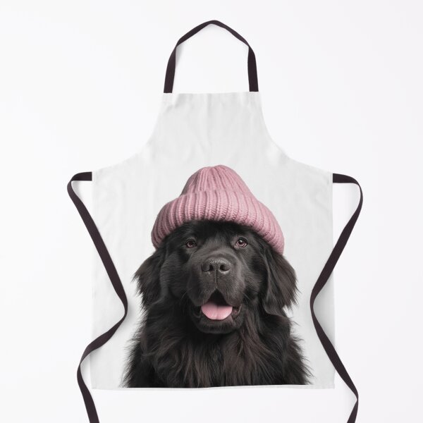 Item preview, Cozy Newfoundland dog Wearing Pink Winter Hat Trendy Animal Fashion Artwork designed and sold by LazyOwlStore.