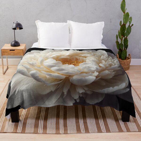 Item preview, White Peony Flower on Black Background designed and sold by SolaoLab.