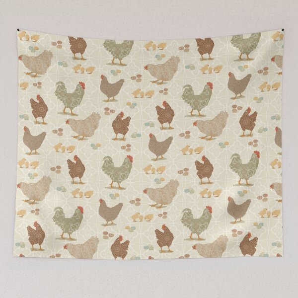 Item preview, pretty chickens, chicks and decorated eggs designed and sold by LisetteBaron.