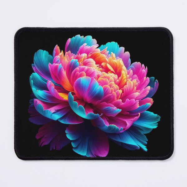 Item preview, Neon Glow Peony Flower on Black Background designed and sold by SolaoLab.