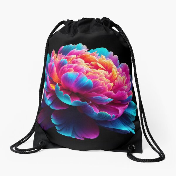 Item preview, Neon Glow Peony Flower on Black Background  designed and sold by SolaoLab.