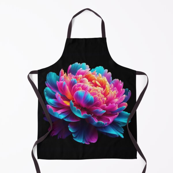 Item preview, Neon Glow Peony Flower on Black Background  designed and sold by SolaoLab.