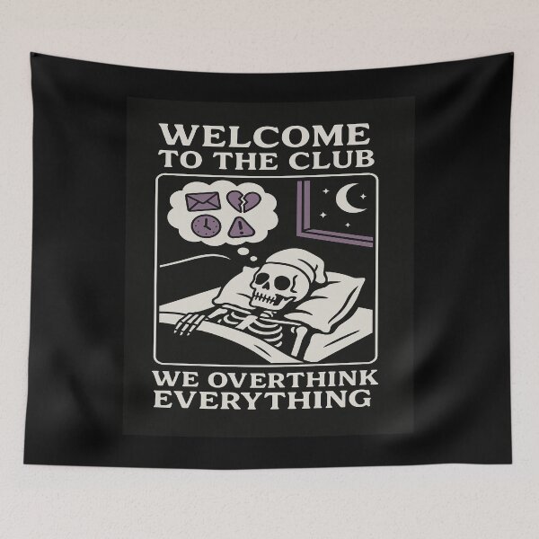 Item preview, Overthinking Club – Funny Dark Humor Skeleton Design designed and sold by Moodelier.