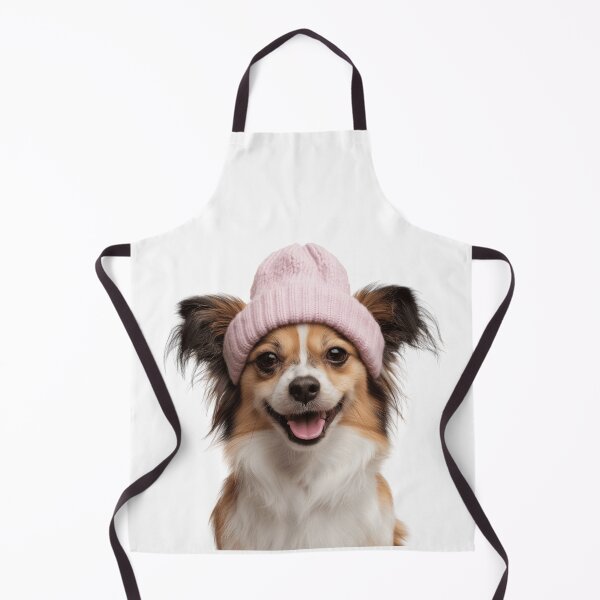 Item preview, Cozy Papillon dog Wearing Pink Winter Hat Trendy Animal Fashion Artwork designed and sold by LazyOwlStore.