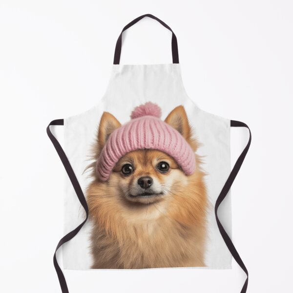 Item preview, Cozy Pomeranian dog Wearing Pink Winter Hat Trendy Animal Fashion Artwork designed and sold by LazyOwlStore.