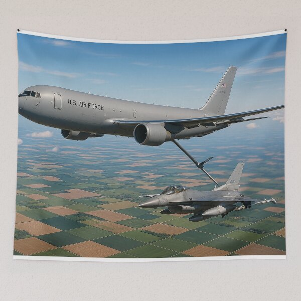 Item preview, KC-46 Pegasus Refueling F-16 Over Farmland designed and sold by Skyframe Aviation.