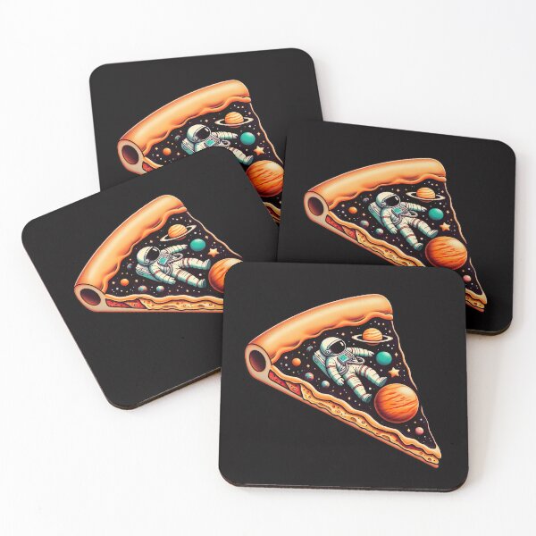 Item preview, Stylized Slice of Cosmic Pizza with Floating Astronaut in Space-Themed Cartoon Design – Vibrant Graphic Art Featuring Planets, Stars, and Surreal Food in a Whimsical, Flat Perspective designed and sold by ArteeInnovation.
