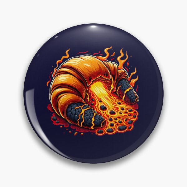 Item preview, Stylized Croissant Erupting with Molten Lava – Surreal Pastry Illustration Featuring Fiery Explosion, Volcanic Rock, and Bold Cartoon Design in Vibrant Colors designed and sold by ArteeInnovation.