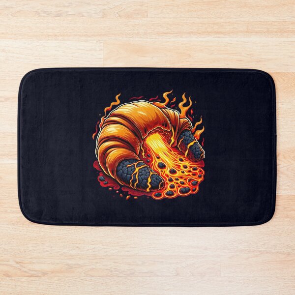 Item preview, Stylized Croissant Erupting with Molten Lava – Surreal Pastry Illustration Featuring Fiery Explosion, Volcanic Rock, and Bold Cartoon Design in Vibrant Colors designed and sold by ArteeInnovation.