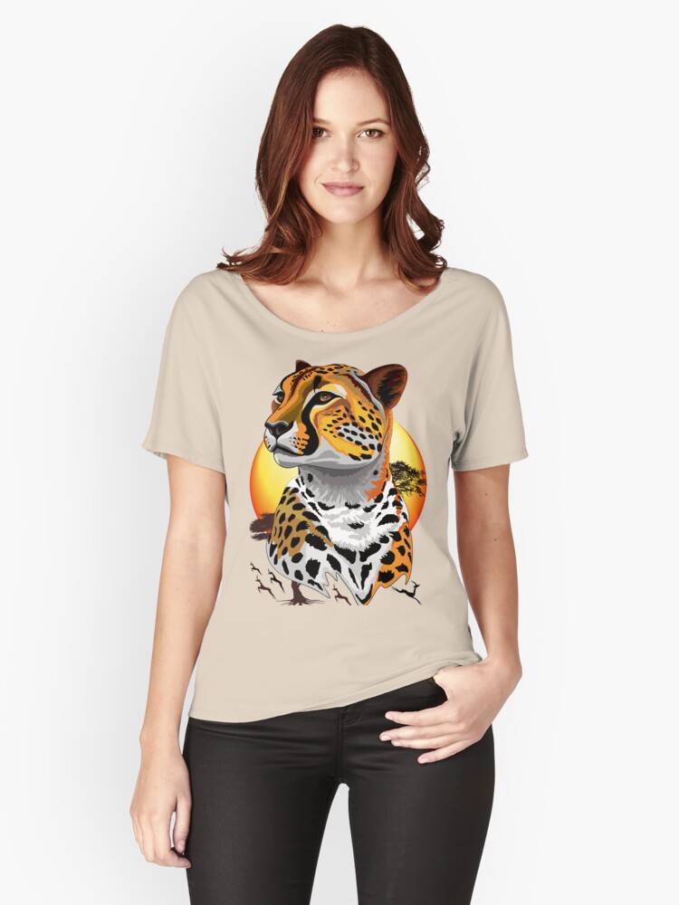 Thumbnail 1 of 3, Relaxed Fit T-Shirt, Cheetah African Feline Wild Animal designed and sold by BluedarkArt.