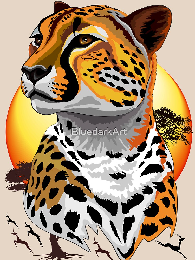 Thumbnail 3 of 3, Relaxed Fit T-Shirt, Cheetah African Feline Wild Animal designed and sold by BluedarkArt.