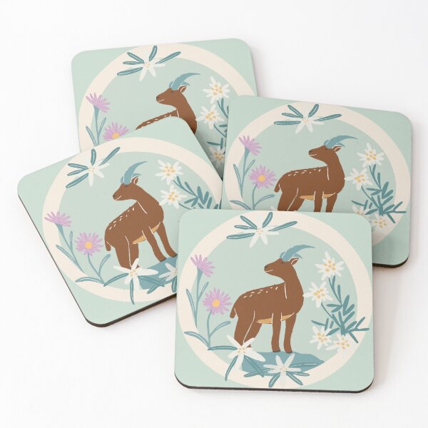 Item preview, Climb High – Alpine Ibex Inspirational Wildlife Art with Mountain Flowers designed and sold by MaddaMom.