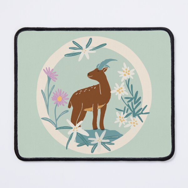 Item preview, Climb High – Alpine Ibex Inspirational Wildlife Art with Mountain Flowers designed and sold by MaddaMom.