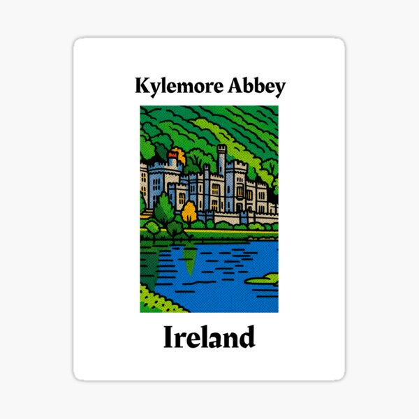 Item preview, Pop-Art Ireland: Iconic Landmark Print - Kylemore Abbey, County Galway, Ireland designed and sold by CollyFlowerDesign.