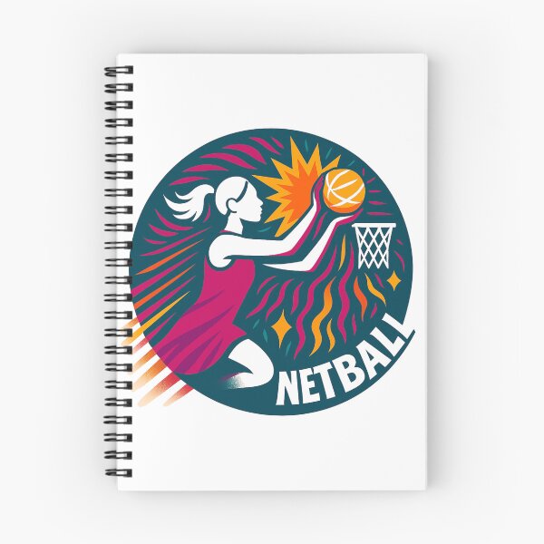 Item preview, Netball. A vibrant, colourful, fun, action motif for women's sport designed and sold by Andykinoz.