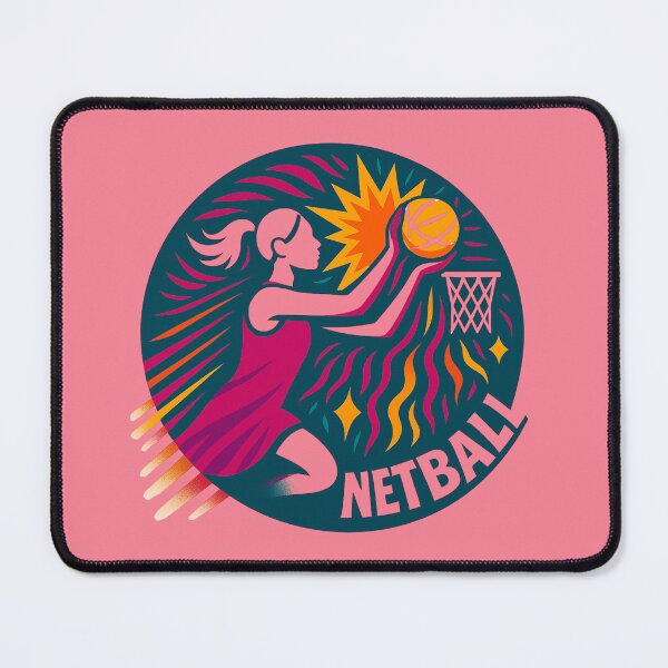 Item preview, Netball. A vibrant, colourful, fun, action motif for women's sport designed and sold by Andykinoz.