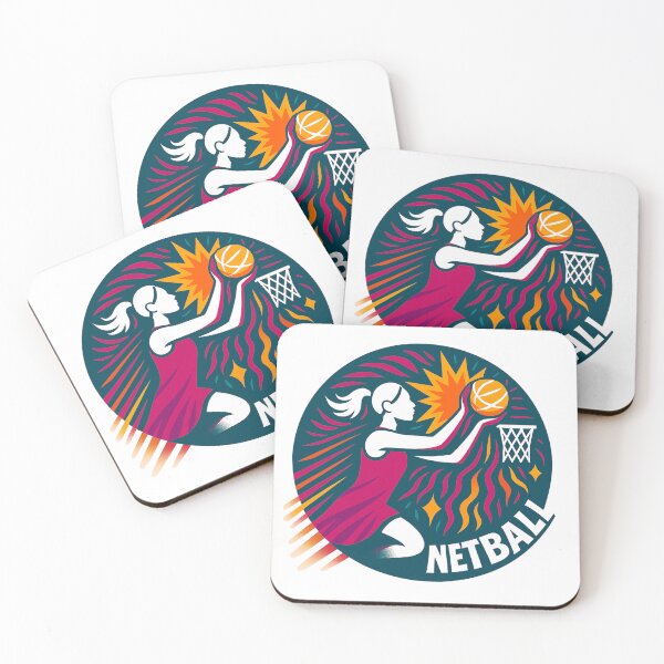 Item preview, Netball. A vibrant, colourful, fun, action motif for women's sport designed and sold by Andykinoz.