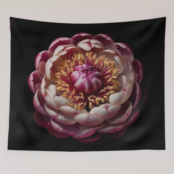 Item preview, Exotic Buckeye Peony Flower on Black designed and sold by SolaoLab.