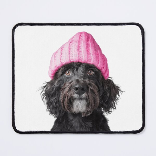 Item preview, Cozy Portuguese Water dog Wearing Pink Winter Hat Trendy Animal Fashion Artwork designed and sold by LazyOwlStore.