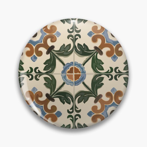Item preview, Mediterranean Tile in green and rust designed and sold by Morrisseyfabric.