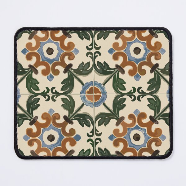 Item preview, Mediterranean Tile in green and rust designed and sold by Morrisseyfabric.