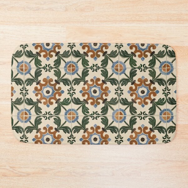 Item preview, Mediterranean Tile in green and rust designed and sold by Morrisseyfabric.