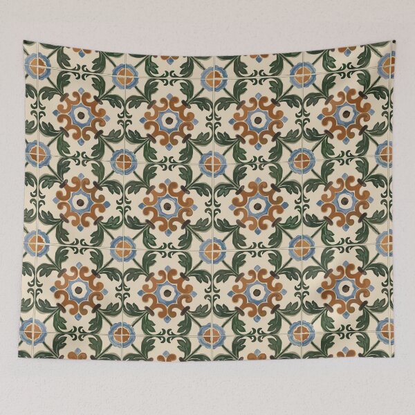 Item preview, Mediterranean Tile in green and rust designed and sold by Morrisseyfabric.