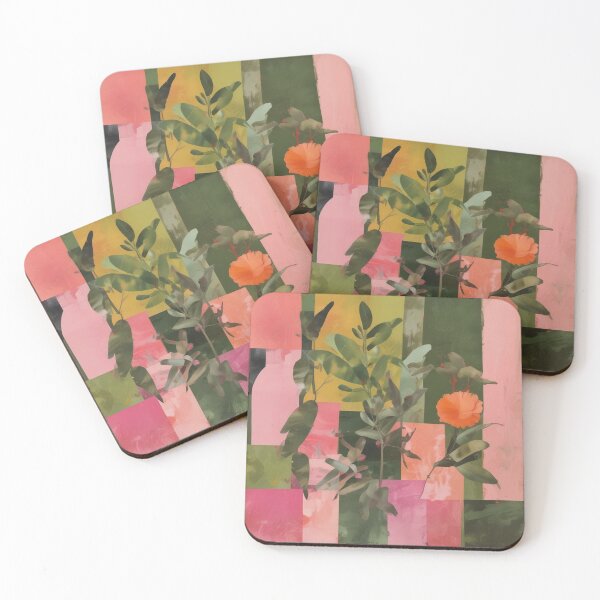 Item preview, Olive green and pink abstract collage designed and sold by GasconyPassion.
