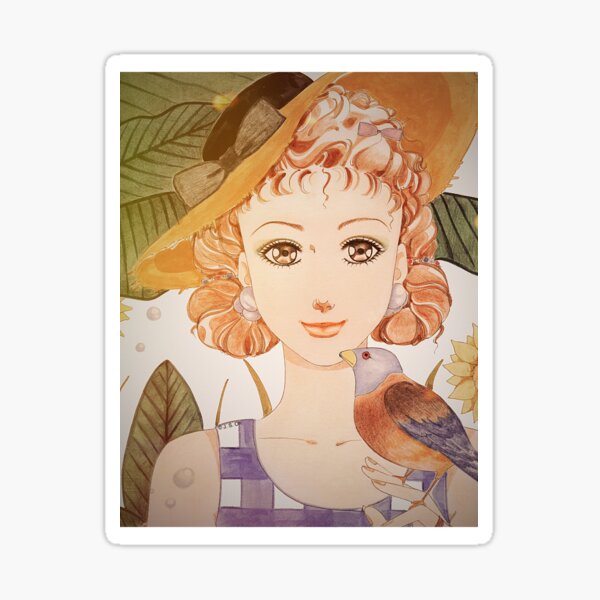 Item preview, Vintage Shojo Girl with Bird designed and sold by CuteCartoon.
