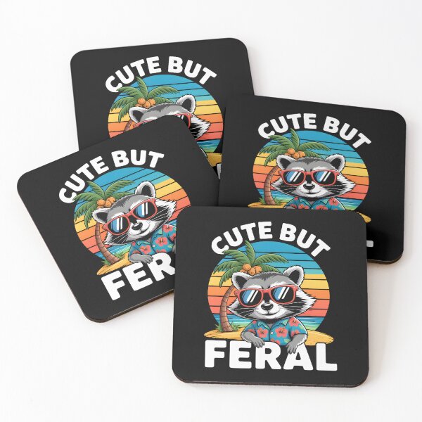 Item preview, Cute But Feral Raccoon Funny Summer Vibes Beach  designed and sold by ViktoonShirts.
