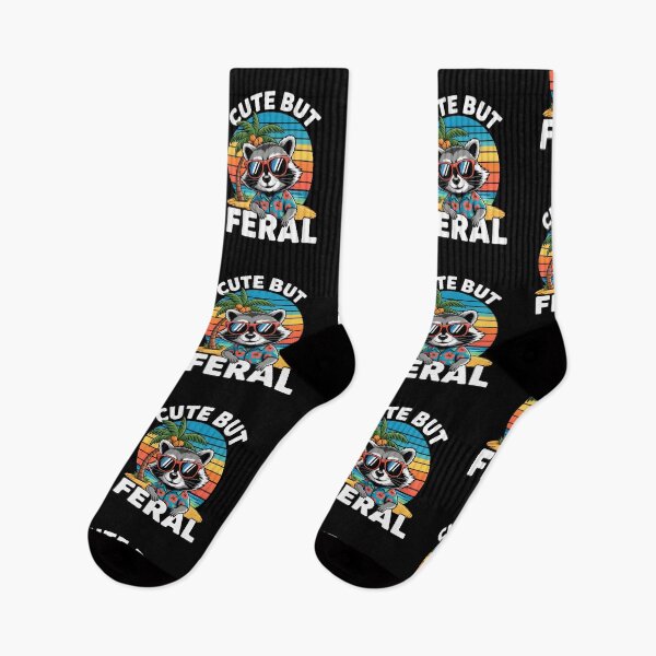 Item preview, Cute But Feral Raccoon Funny Summer Vibes Beach  designed and sold by ViktoonShirts.