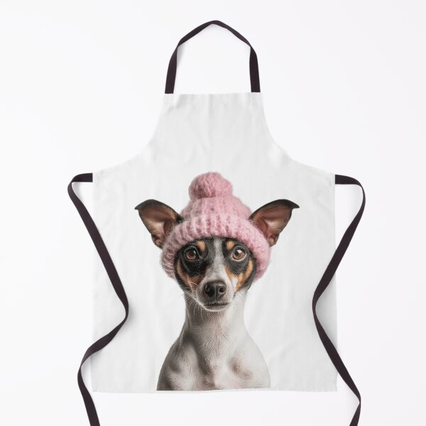 Item preview, Cozy Rat Terrier dog Wearing Pink Winter Hat Trendy Animal Fashion Artwork designed and sold by LazyOwlStore.