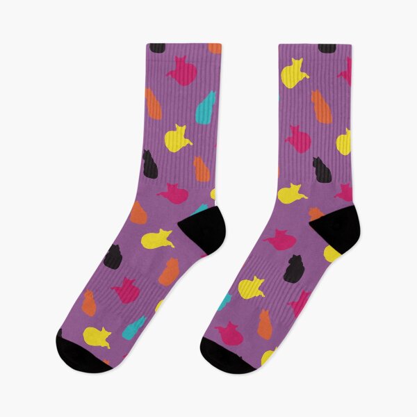 Item preview, Colorful Cat Pattern on Purple Background designed and sold by AtlMaddynette.