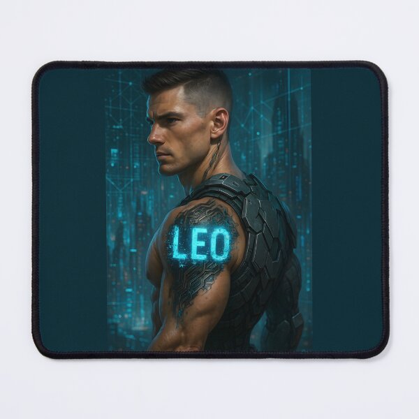 Item preview, LEO Cybernetic Tattoo – Futuristic Warrior Name Ink Design designed and sold by VoidBloom Studio.