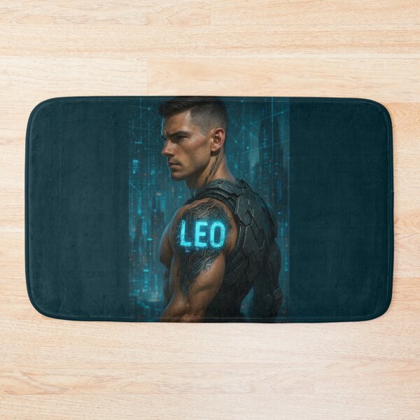 Item preview, LEO Cybernetic Tattoo – Futuristic Warrior Name Ink Design designed and sold by VoidBloom Studio.