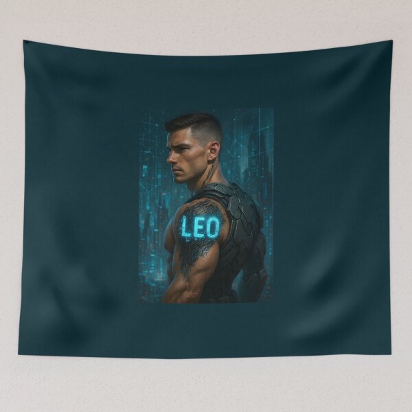 Item preview, LEO Cybernetic Tattoo – Futuristic Warrior Name Ink Design designed and sold by VoidBloom Studio.