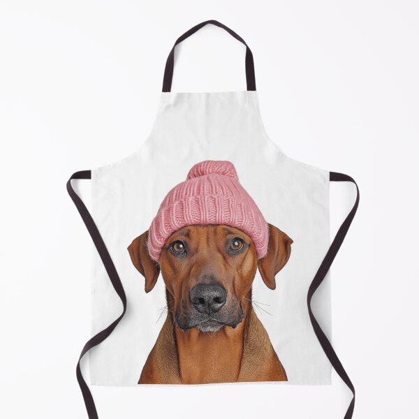 Item preview, Cozy Rhodesian Ridgeback dog Wearing Pink Winter Hat Trendy Animal Fashion Artwork designed and sold by LazyOwlStore.