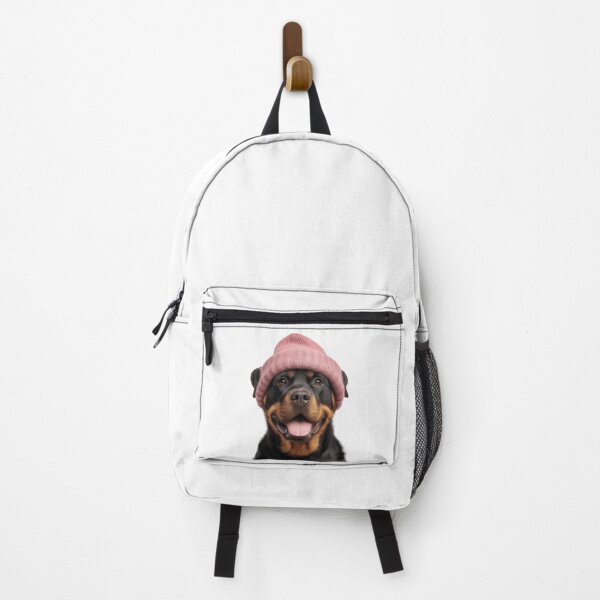 Item preview, Cozy Rottweiler dog Wearing Pink Winter Hat Trendy Animal Fashion Artwork designed and sold by LazyOwlStore.