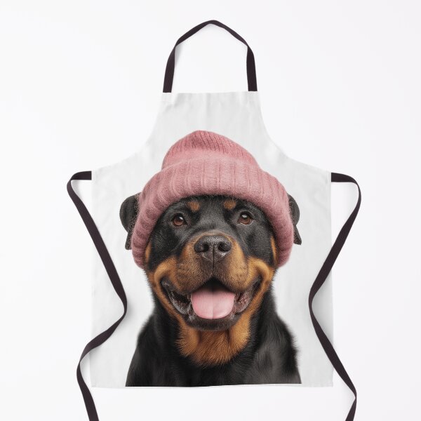 Item preview, Cozy Rottweiler dog Wearing Pink Winter Hat Trendy Animal Fashion Artwork designed and sold by LazyOwlStore.