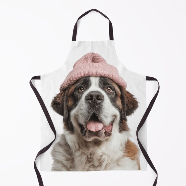 Item preview, Cozy Saint Bernard dog Wearing Pink Winter Hat Trendy Animal Fashion Artwork designed and sold by LazyOwlStore.