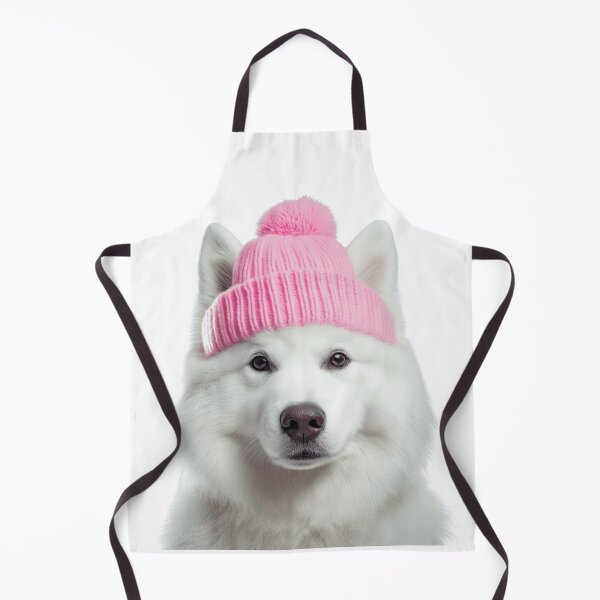 Item preview, Cozy Samoyed dog Wearing Pink Winter Hat Trendy Animal Fashion Artwork designed and sold by LazyOwlStore.