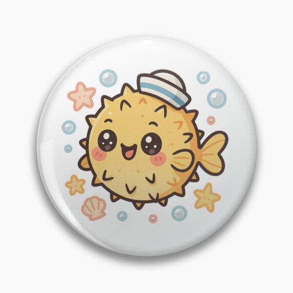 Item preview, Kawaii Pufferfish – Cute Balloon Fish with Pastel Vibes & Sailor Hat | Undersea Fun Art  designed and sold by Memorph.