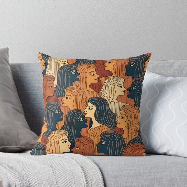 Item preview, Abstract Women Faces Seamless Pattern – Earth Tones designed and sold by OddlyOriginal.