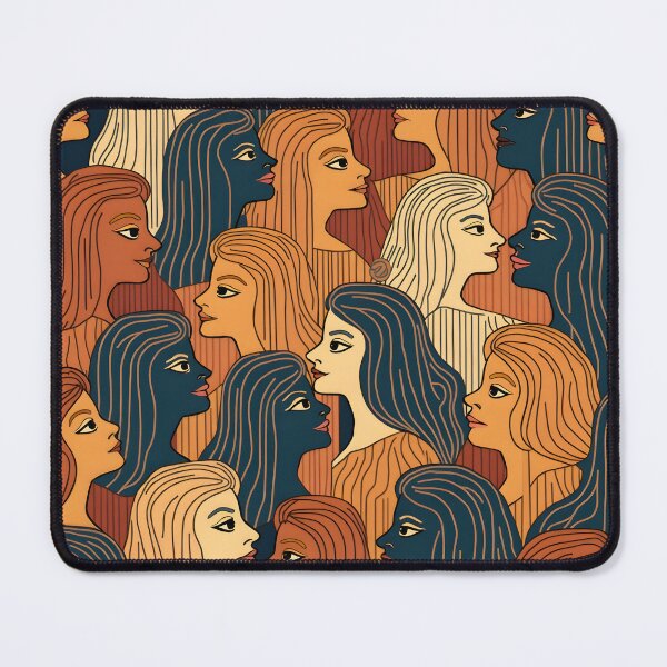 Item preview, Abstract Women Faces Seamless Pattern – Earth Tones designed and sold by OddlyOriginal.