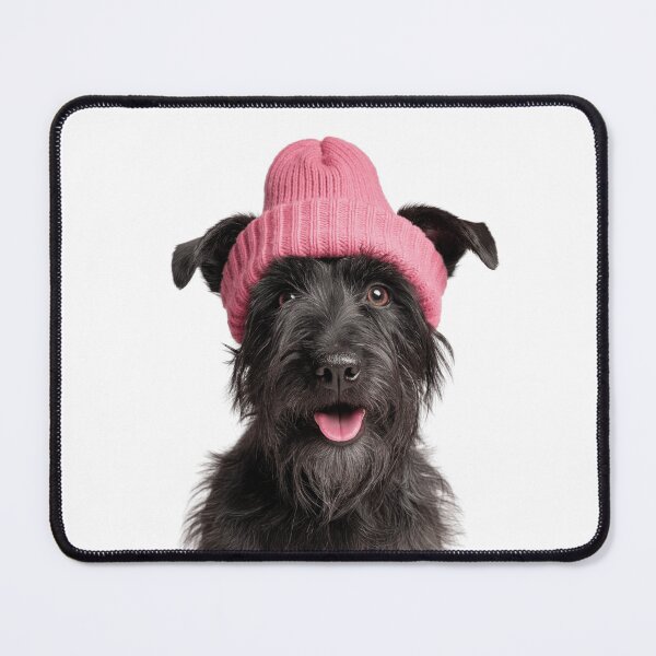Item preview, Cozy Scottish Terrier dog Wearing Pink Winter Hat Trendy Animal Fashion Artwork designed and sold by LazyOwlStore.